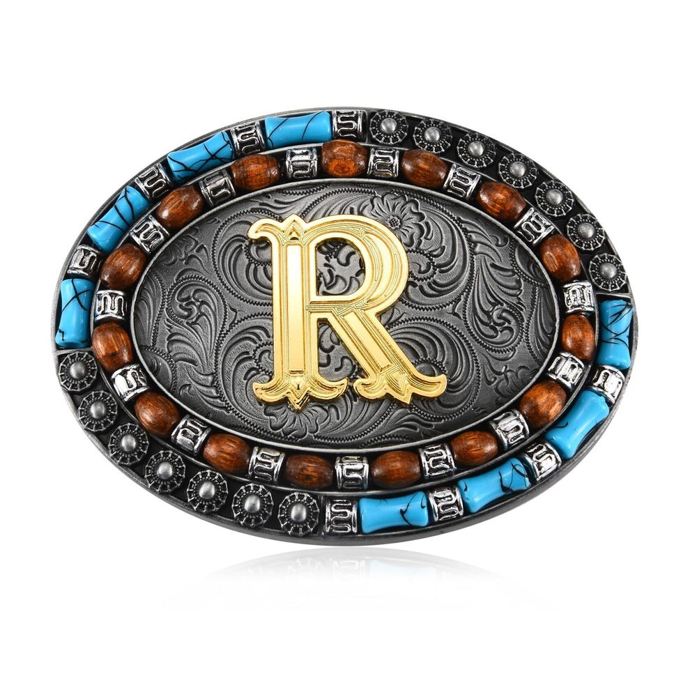 2446 Western Initial Letter ABC to XYZ Belt Buckle, Native American